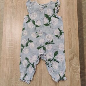Mud Pie Blue Floral Ruffle Romper Size 3-6 Mo